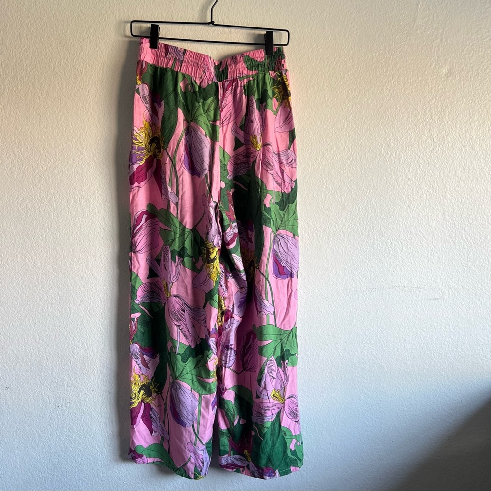 Express High Waisted Floral Pull On Wide Leg Pant Pink Size S NWOT - Picture 9 of 16